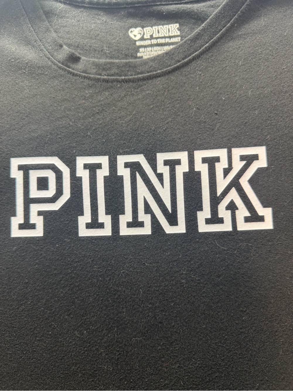 Victoria’s Secret PINK Black Varsity Logo Tee XS - Picture 2 of 8